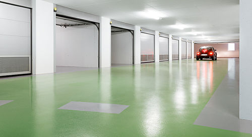 Revestimento de piso epóxi - BASIC PARKDECK 0S8 - IPM ITALIA - para estacionamento / acetinado / efeito de concreto