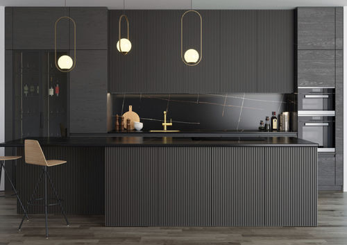 Tampo de bancada em quartzito - PLANET HALLEY - MARMO ARREDO - para cozinha / branco / preto