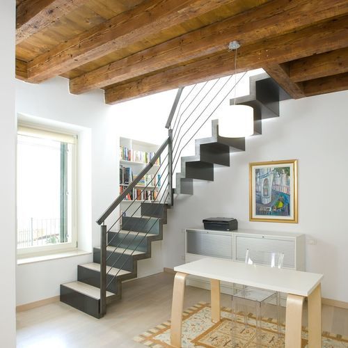 Escada em L - A 228 - METALL CONCEPT - com degraus em madeira / com estrutura metálica / da linha residencial
