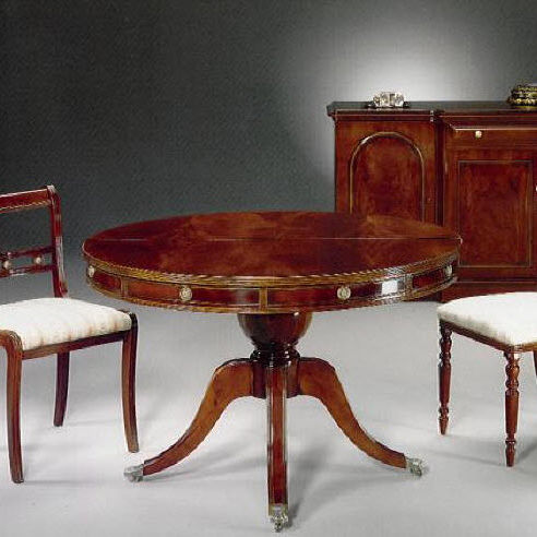 Mesa de jantar de estilo - 977XBIS - SALCA ASIAGO - em mogno / com base em mogno / redonda