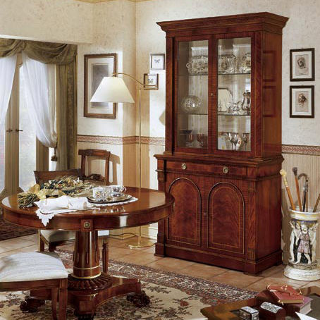Cristaleira de estilo - 701X706X - SALCA ASIAGO - em mogno / em vidro
