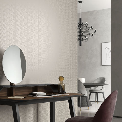 Papel de parede contemporâneo - BARCELONA - NOVACOLOR - com padrão geométrico / efeito de tecido / cinza