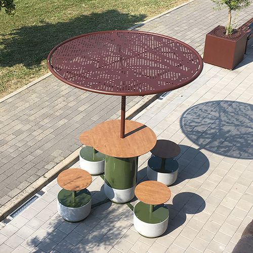 Conjunto de mesa e cadeiras contemporâneo - BOWL - FI.MA DI MASINI E FIGLI - para ambiente externo / em madeira / metálico