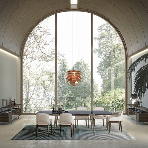 Mesa de jantar contemporânea - Domus  - TURRI - em madeira / em mármore / com base metálica