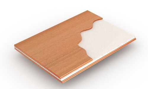 Painel sanduíche para ambiente interno - LARIMAR® PET PX100 - BELLOTTI - face em madeira / alma em polietileno / leve