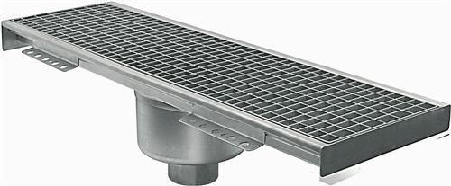 Calha de escoamento com grelha - VGR.XXX0 SV SERIES - VERTICAL - OFFICINA MECCANICA LEONI s.r.l. - em aço inoxidável / para estabelecimento do setor terciário / de piso