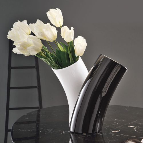 Vaso de design original - ABBRACCIO - ADRIANI E ROSSI EDIZIONI - em cerâmica / preto