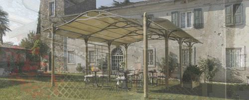 Pérgola em madeira - 045080 - LEGNOLANDIA - com cobertura em tela