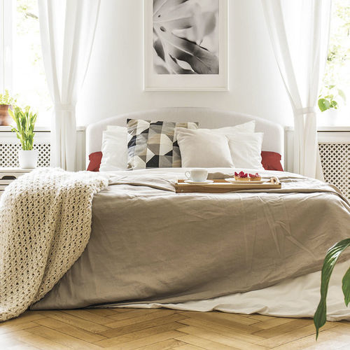 Cama de casal - Domingo - Milano Bedding - contemporânea / estofada / com cabeceira