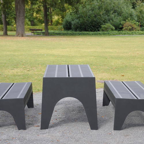 Mesa de piquenique contemporânea - CHALIDOR 500 - BENKERT BÄNKE - em aço inoxidável / com base em aço inoxidável / retangular