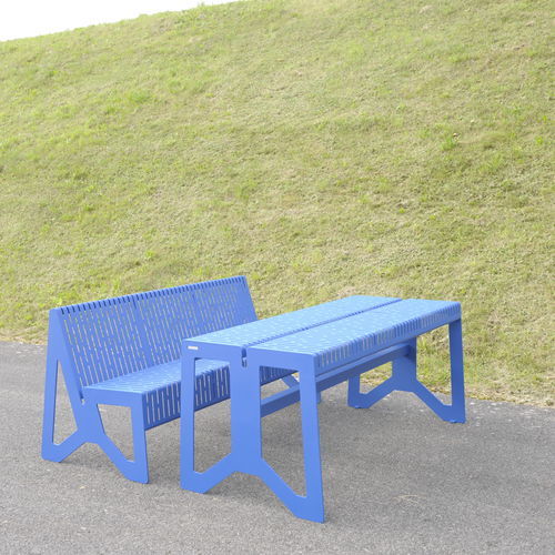 Mesa de piquenique contemporânea - CHALIDOR 100 - BENKERT BÄNKE - em aço inoxidável laqueado / com base em aço inox laqueado / retangular