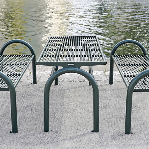 Mesa de piquenique contemporânea - SIARDO 150R - BENKERT BÄNKE - em aço inoxidável / retangular / da linha comercial