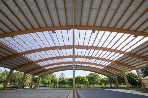 Estrutura tensionada com estrutura metálica - GENNEVILLIERS - SMC2 - para cobertura / com membrana em PVC / para campo ou quadra esportiva