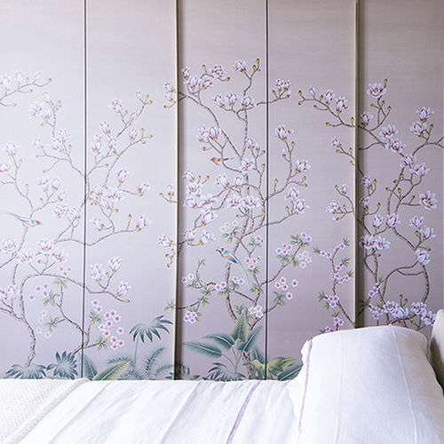 Papel de parede oriental - WILD MAGNOLIA BUSH - Misha wallcoverings - em seda / floral / de estilo chinoiserie