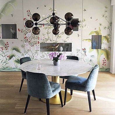 Papel de parede oriental - ESPERANTO - Misha wallcoverings - em seda / floral / de estilo chinoiserie