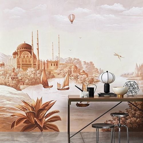 Papel de parede clássico - THE SILK ROAD - Misha wallcoverings - em seda / panorâmico / com cena