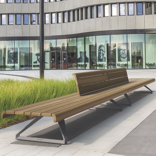 Banco para espaço público contemporâneo - AIR-PORT L - METALCO - em madeira de lei / em lariço / em alumínio fundido