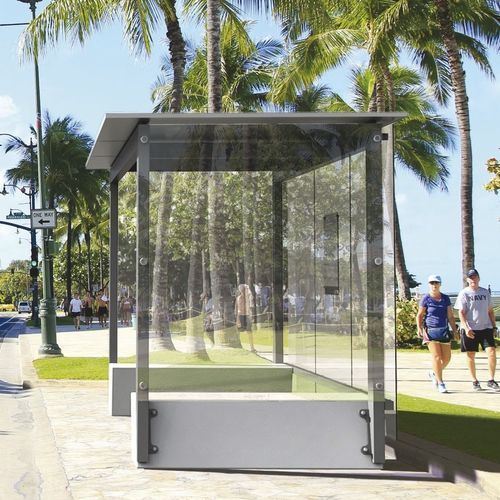 Abrigo de ônibus em pedra reconstituída - SELF - METALCO - em aço galvanizado / em aço revestido a pó / em vidro temperado