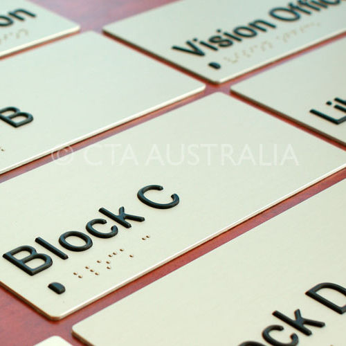 Placa indicativa - CTA Australia - de parede / em aço inoxidável / em braille
