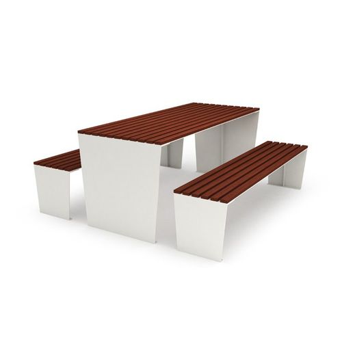 Mesa de piquenique contemporânea - MARILYN - LAB23 - em madeira / em aço galvanizado / em aço Corten