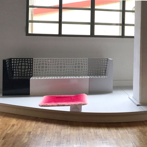 Banco para espaço público contemporâneo - MORPHSCAPE LOUNGE - LAB23 - em aço / com encosto / com braços