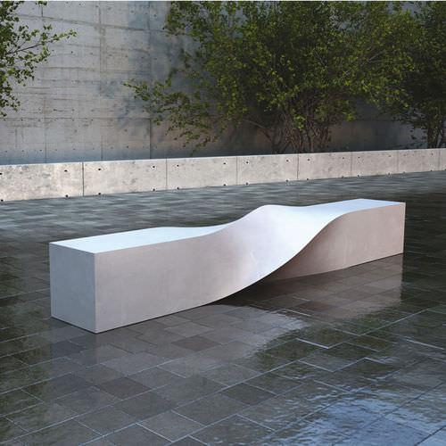 Banco para espaço público de design original - S BENCH - LAB23 - em material compósito / sem encosto / sem braços