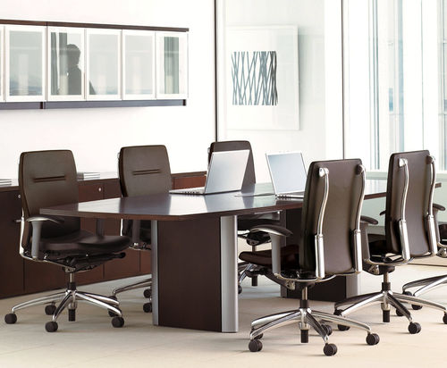 Mesa de reunião contemporânea - EXPANSION - Teknion - em madeira / retangular / com tomada elétrica