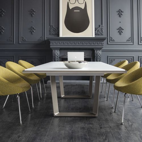 Mesa de conferências contemporânea - C+D - Teknion - em madeira / em laminado / com base metálica