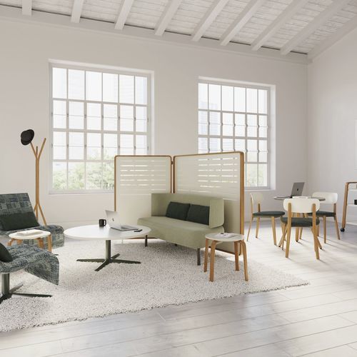 Sofá contemporâneo - ZONES  - Teknion - em tecido / com prancheta / cinza
