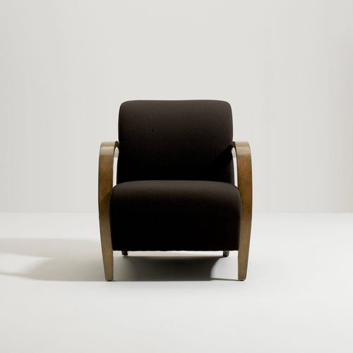 Poltrona contemporânea - FERRARRA - Teknion - em tecido / em nogueira / bege