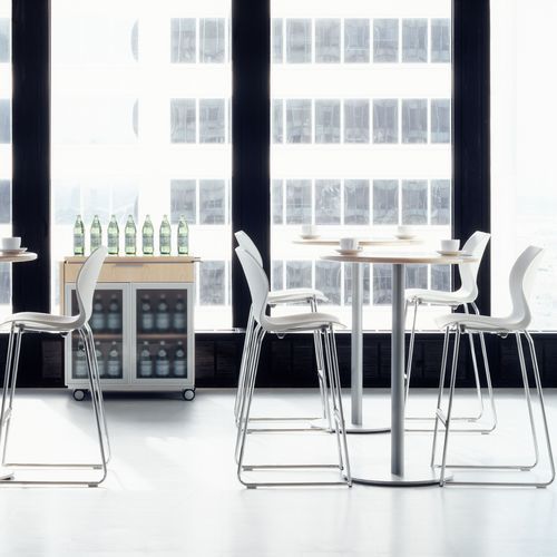 Mesa alta contemporânea - TEKNION CASUAL - Teknion - em MDF / com folheado de madeira / em laminado