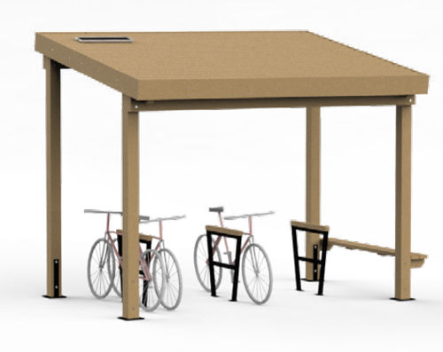 Abrigo para bicicletas com painel solar - O’VÉLO PM  - Rondino - com banco integrado / com sensor de presença / com luz LED