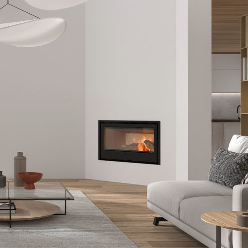 Lareira tipo inserto a lenha - Corner ARc - ROCAL - em aço / de ventilação forçada / contemporânea