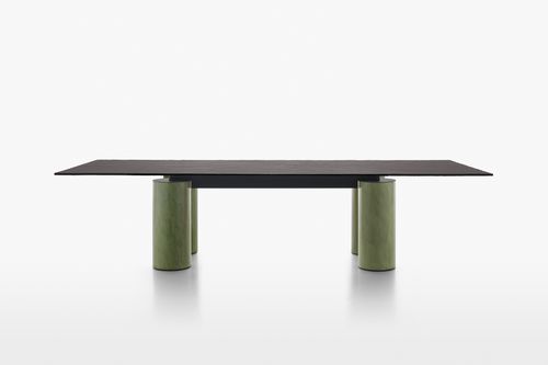 Mesa contemporânea - SERENISSIMO - Acerbis - em vidro / com base em metal pintado / retangular