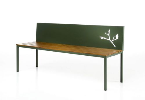 Banco para espaço público contemporâneo - BIRDY - ALTEK ITALIA DESIGN - metálico / em fibras naturais / com encosto