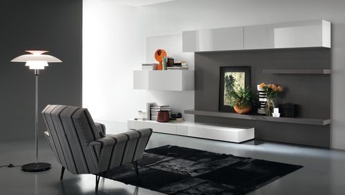 Móvel de parede de sala contemporâneo - LOUNGE COMPOSIZIONE 405 - Rossetto Armobil - em madeira laqueada