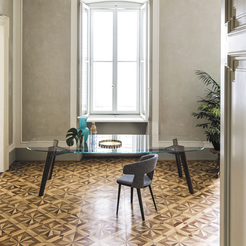 Mesa contemporânea - BELEOS 3200 - Bross Italia - em madeira maciça / metálica / com base metálica