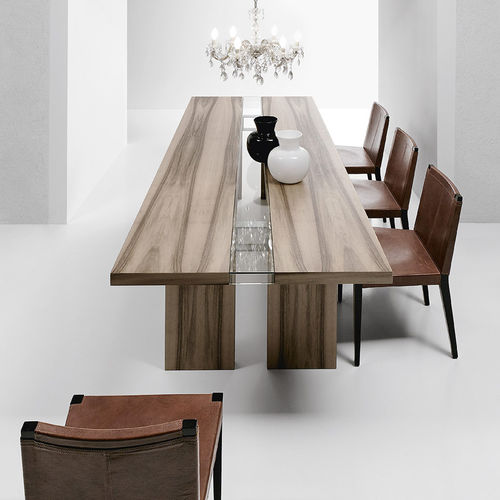 Mesa de jantar contemporânea - RITZ - Bross Italia - em carvalho / em nogueira americana / em vidro