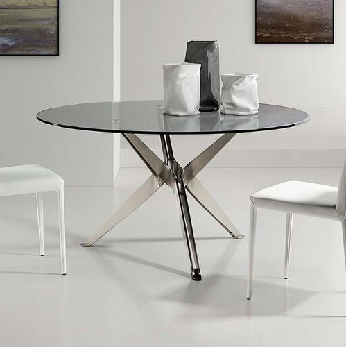 Mesa contemporânea - TETRIS - Bross Italia - em aço / em cristal / com base em aço