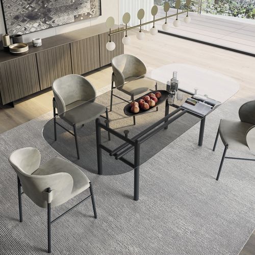 Mesa de jantar contemporânea - SUPERNOVA - Dall'Agnese - em vidro laqueado / com base metálica / oval