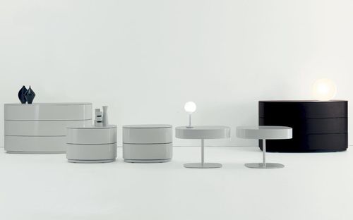 Criado-mudo contemporâneo - ATOLLO - Fimes dei Longoni di Longoni G.& C. - em madeira laqueada / oval / da linha residencial
