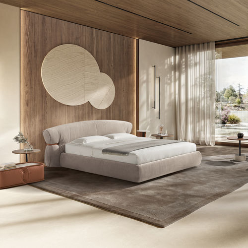 Cama de casal - BonBon - maxdivani - contemporânea / estofada / com cabeceira