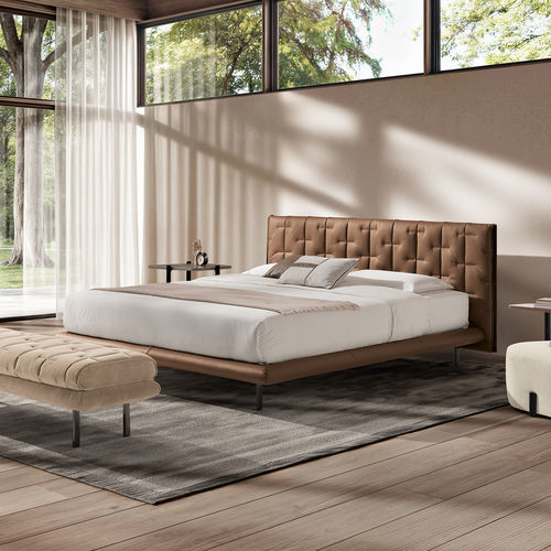 Cama de casal - Muzzle - maxdivani - contemporânea / estofada / com cabeceira