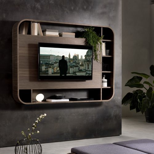 Rack de TV contemporâneo - VISION - Pacini & Cappellini - com prateleiras / made in Italy / em nogueira