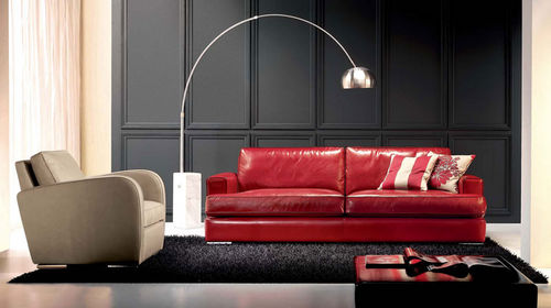 Sofá contemporâneo - PANAMA - Cava - em couro / vermelho / de 2 lugares