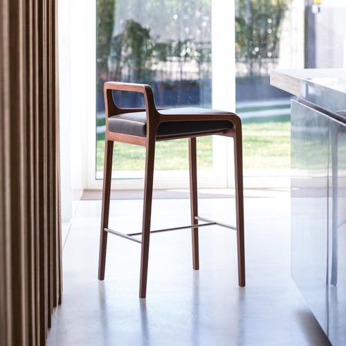 Cadeira alta contemporânea - FUJI : 2004 SG - Cizeta - para ambiente interno / em couro / com base em faia