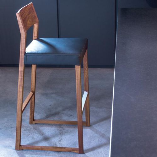 Cadeira alta contemporânea - LINEA : 1001 SG - Cizeta - para ambiente interno / em tecido / com base em faia