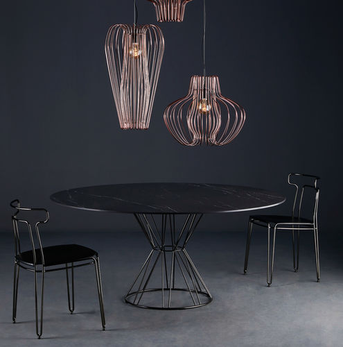 Mesa contemporânea - CIRCUS - Colico - em vidro / em grés porcelanato / com base em aço pintado