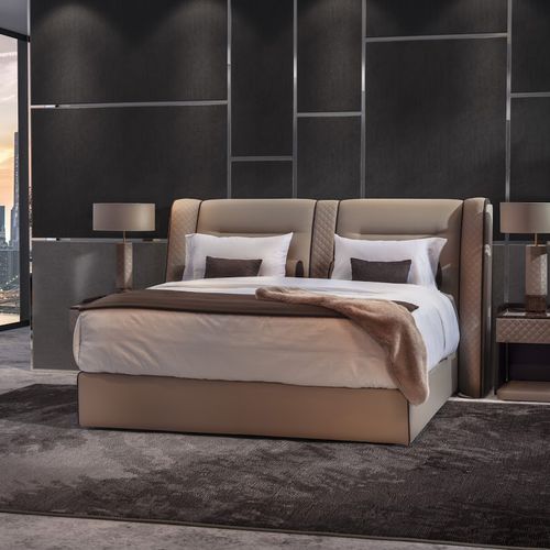Cabeceira para cama de casal - Cosmopolitan - Colunex - contemporânea / em tecido / marrom