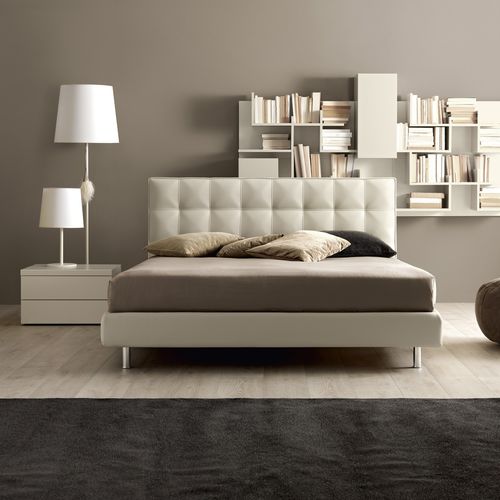 Cama de casal - FLORENCE  - Doimo Cityline - contemporânea / com cabeceira estofada / em couro